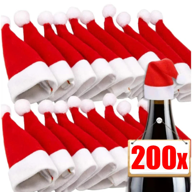 Mini Santa Hat Covers | Non Woven Material | Lollipop Caps | 7Cm Xmas Decor
