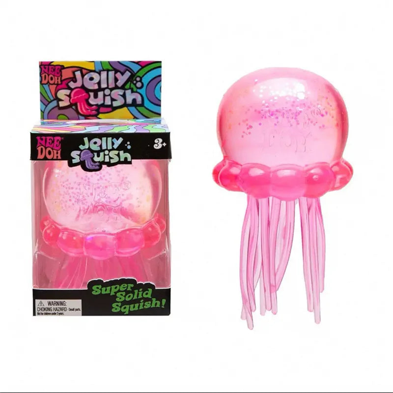 Jellyfish Squishy Toy | Pink Ice Cube Shape | Anxiety Relief Fidget | For Adults
