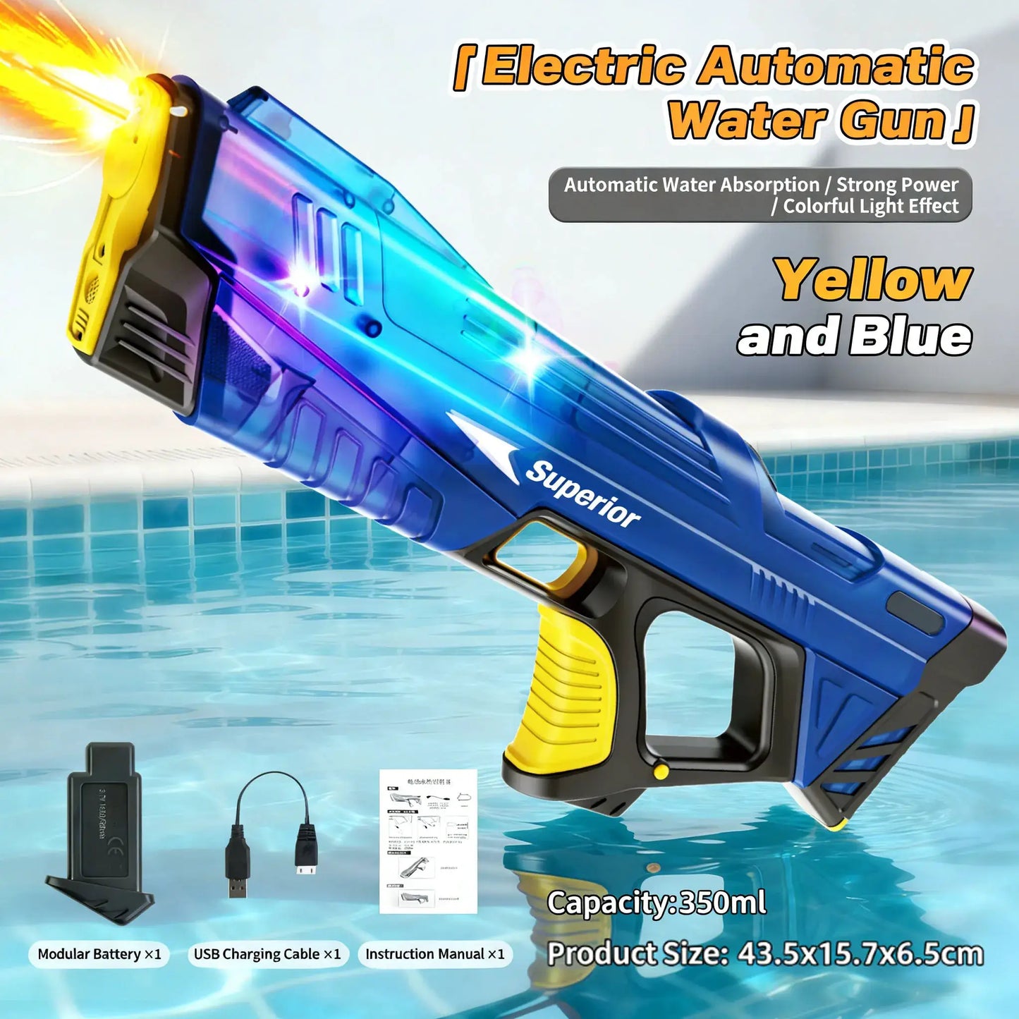 Water Guns Electric New Children Wholesale AutomaticWater Absorption Battery DisplayLarge Capacity Boys' Water PlayToyWaterGun - ToylandEU