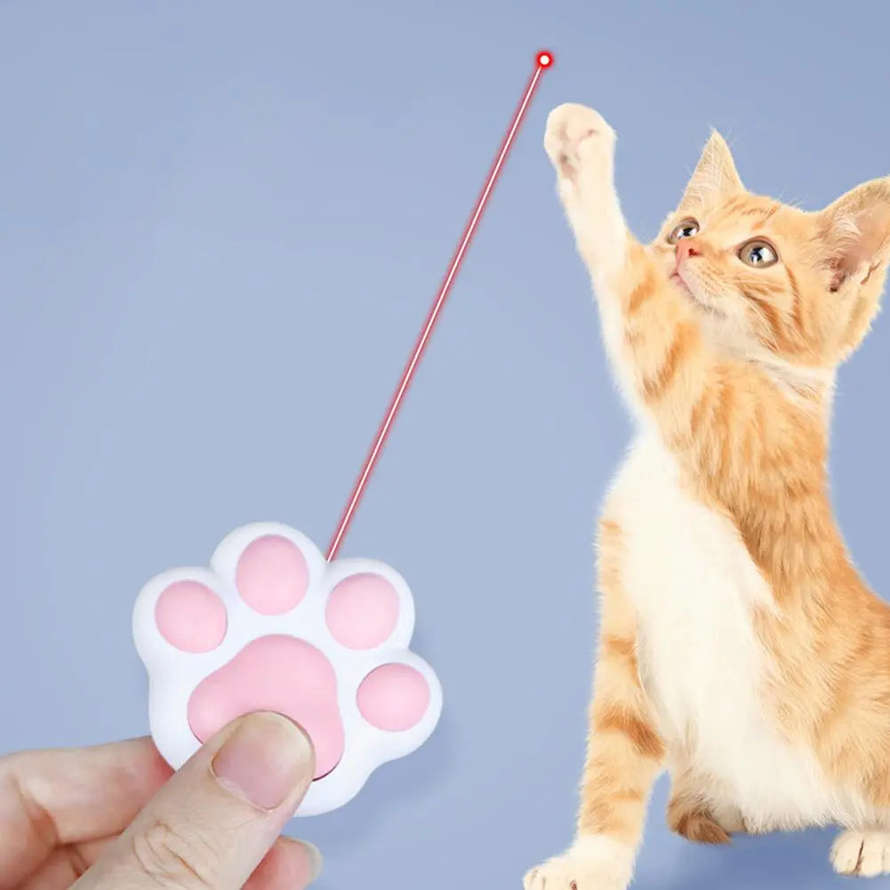 4-In-1 Pink and White Infrared Teaser Cat Toy with Key Chain and Lighting - ToylandEU