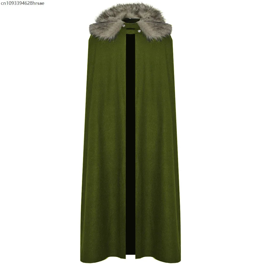 Medieval Viking Cape Coat With Fur Collar For Costume - ToylandEU