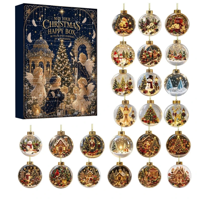 Advent Calendar | 2026 Countdown | 24 Piece 2D Flat Acrylic Hanging Ornaments | Santa Claus Christmas Decor
