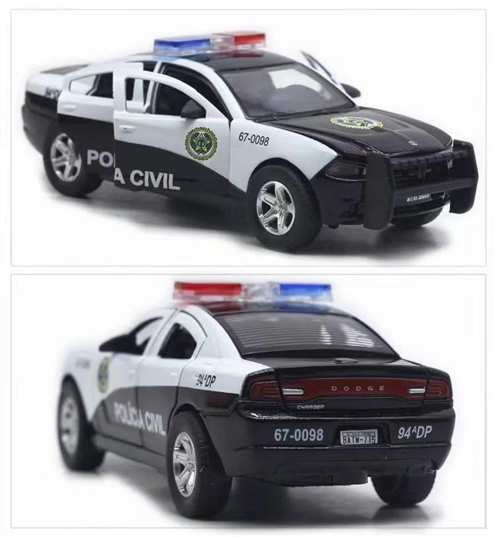 1:32 Alloy Diecast Police Car Toy with Sound and Light Effects and Pull-Back Action - ToylandEU