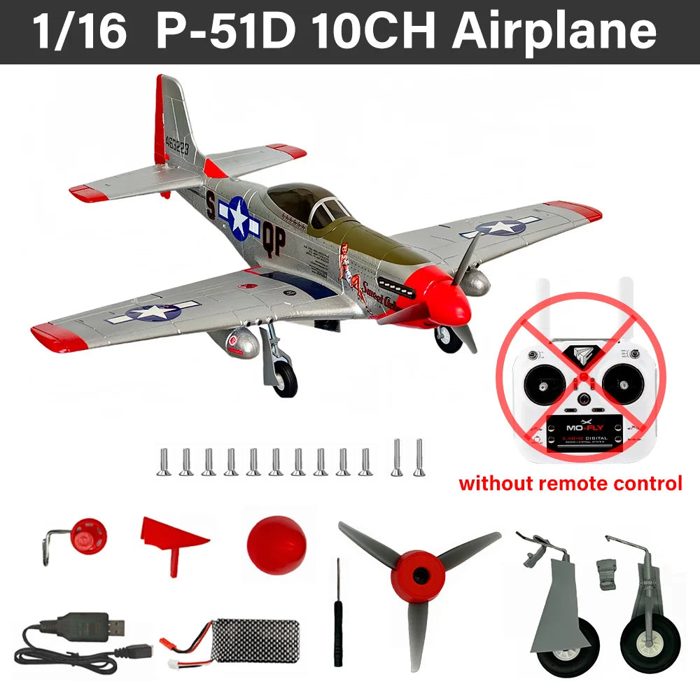 1 10 Channel Brushless RC Plane | HD Camera | 6-Axis Gyro | P51D Model