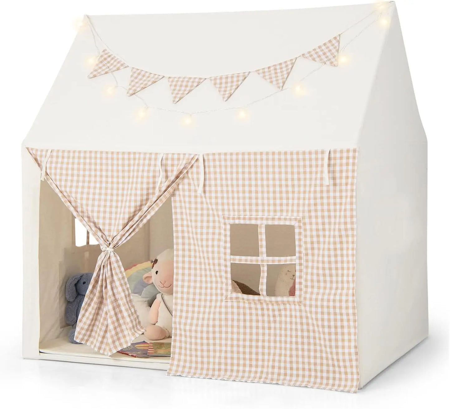 Indoor Outdoor Kids Play Tent With Padded Mat And Lights