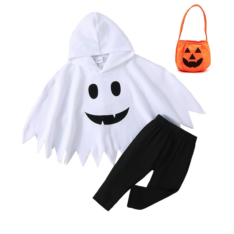 Ghost Costume | Hooded Poncho | Patchwork Print | Infant Child
