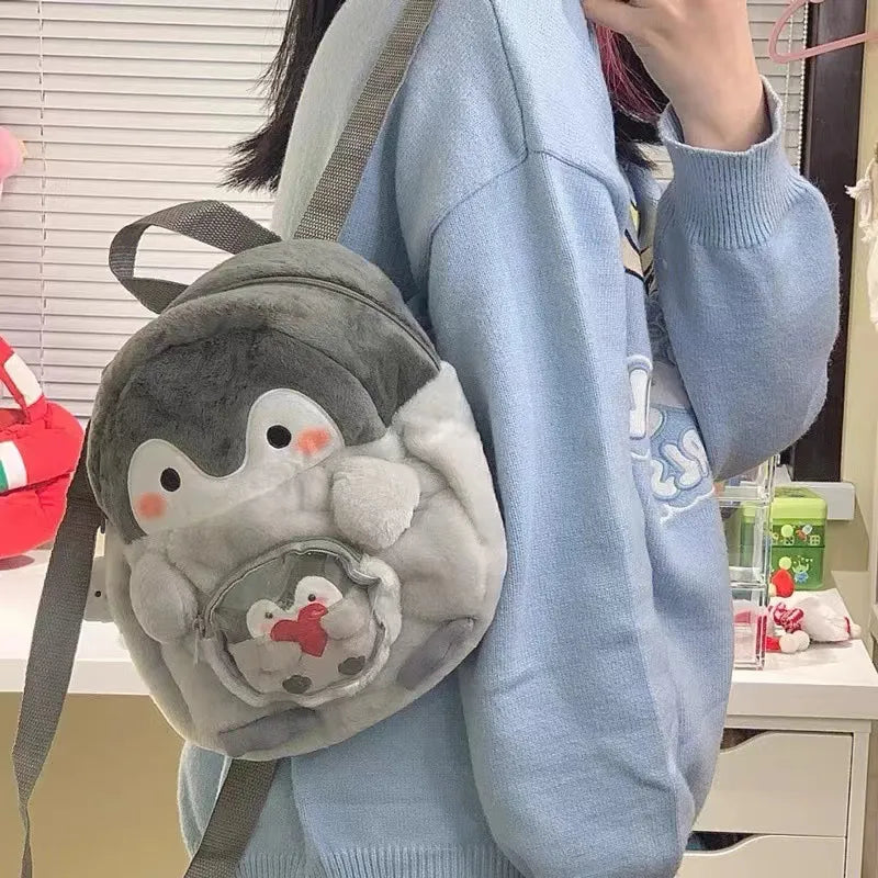 Adorable Grey Penguin Plush Backpack for Kids - ToylandEU