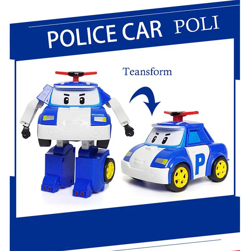 Poli Car Kids Robot Toy Set - 6 Pcs Vehicle Adaptable Deformable  Anime - ToylandEU