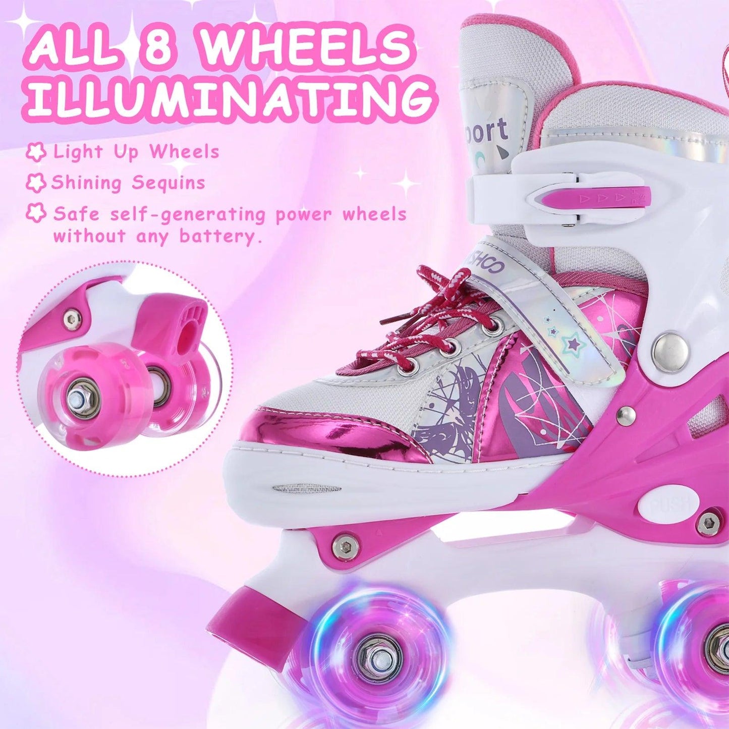 Roller Skates | 4 Size Adjustable | Toylandeu™