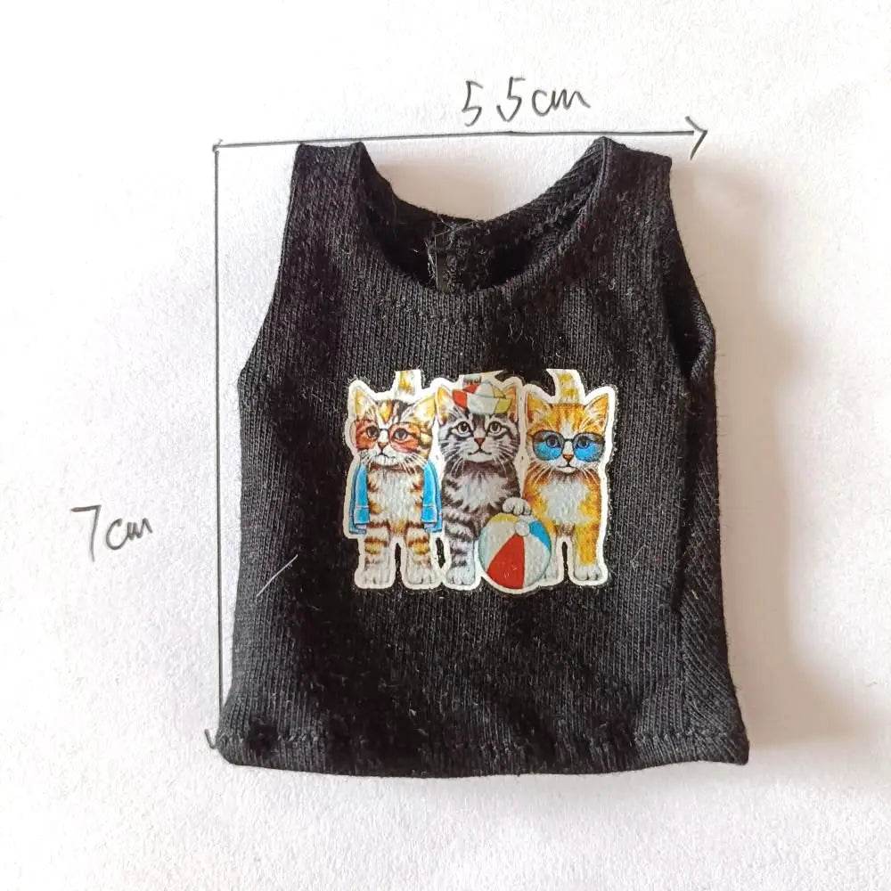 New Blyth Clothes T-Shirt Vest Cute Cat Print for Dolls - ToylandEU