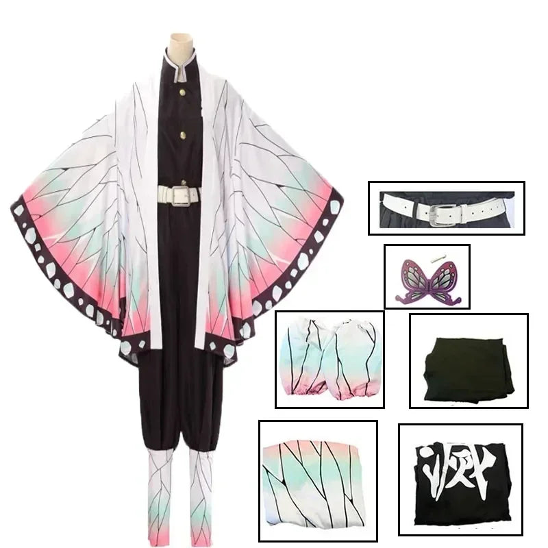 Anime Cosplay Costume | Kochou Shinobu Outfit | Top Pants Cloak | Adults Kids
