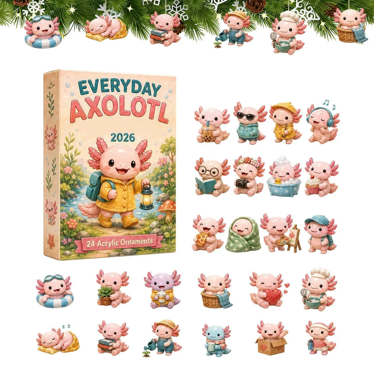 Advent Calendar | 2026 Cartoon Animal Ornaments | 24 Day 2D Acrylic Countdown | Kids Room Tree Decor