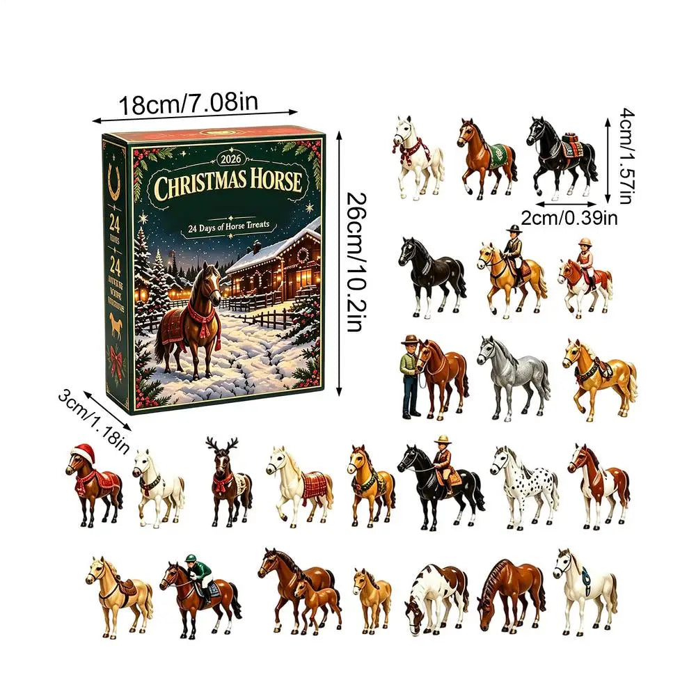 Advent Calendar | 2026 24 Day Horse Ornaments | 2D Acrylic Animal Pendants | Equestrian Gift For Family