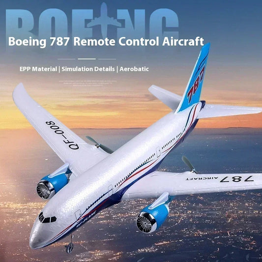 RC Boeing 787 Glider Qf008 2.4G Electric Remote Control Plane Three-Channel Fixed Wing Aircraft Passenger Jet Model Toy Kid Gift