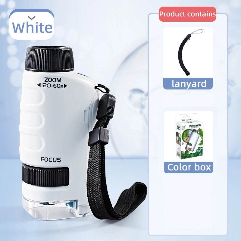 Kid Science Experiment Pocket Microscope Toy Kit 60-120x Educational Mini Handheld Microscope with Light Children STEM Toys Gift - ToylandEU