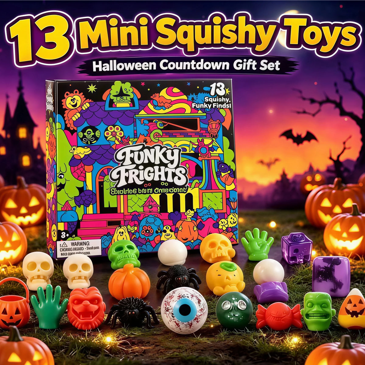 Spooky Squishy Advent Calendar | 13 Days Mini Fidgets | Slow Rise Stress Relief