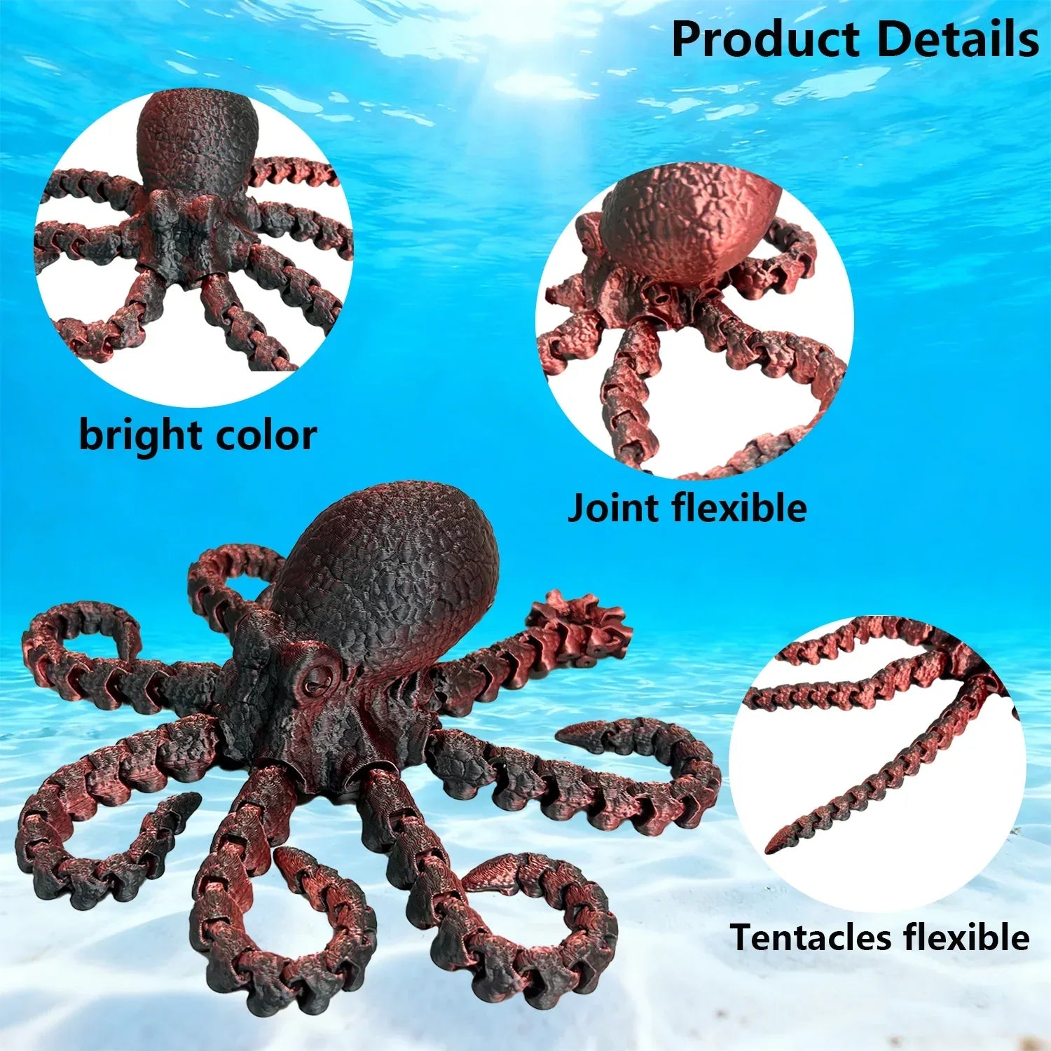 Colorful 3D Printed Octopus Statue Desktop Decoration - ToylandEU