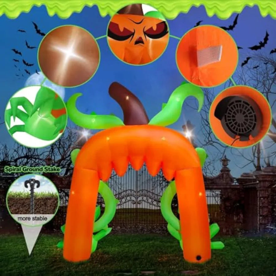 Halloween Arch Inflatables | 12 Ft Tall | Giant Pumpkin | Outdoor Holiday Decor