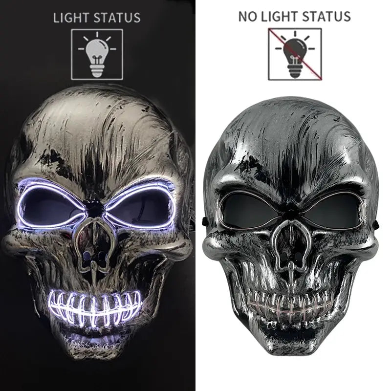 Evil Skull Mask Halloween Carnival Masquerade Haunted House Scary Decoration Cosplay Skeleton Scary Theme Party Light Up Mask - ToylandEU