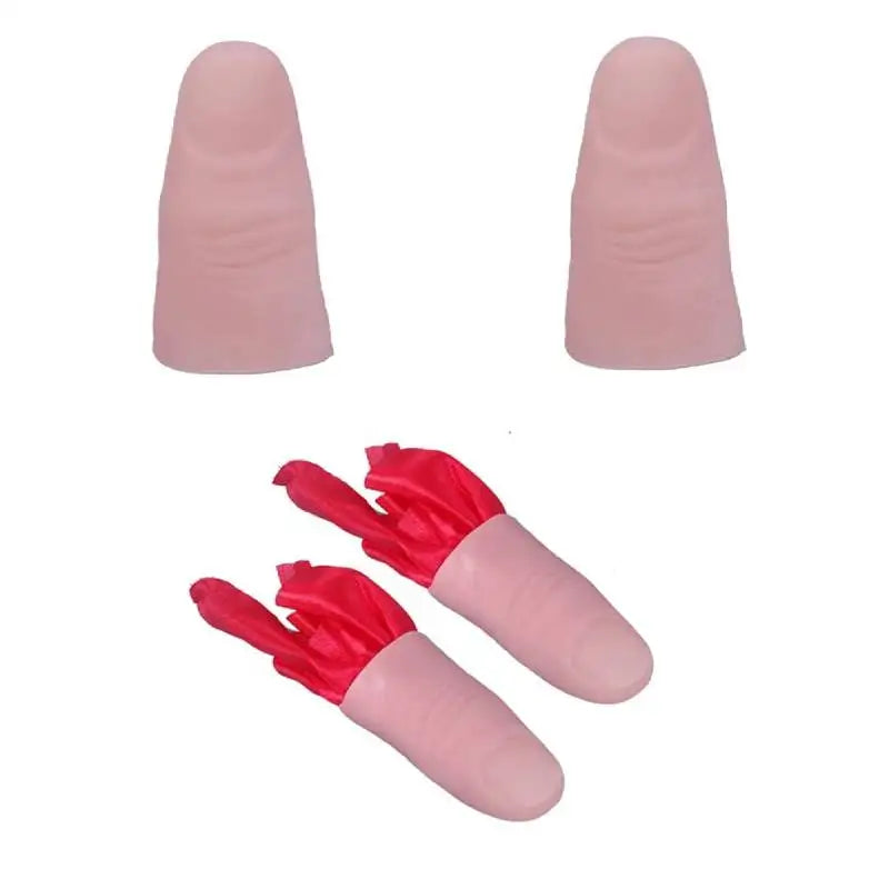 Finger Trick Disappearing Silk | Thumb Tip Included | Two Pack | Red Silk