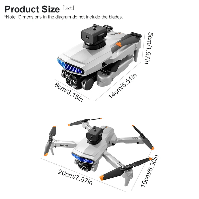 Beginner-Friendly D6 Foldable Drone with 480P Camera & Obstacle Avoidance