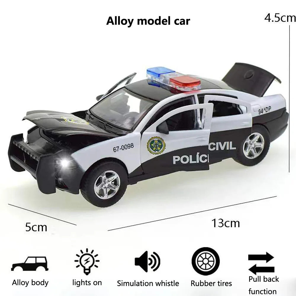 Alloy Dodge Charger Police Car Model with Sound and Light - 1:32 Scale - ToylandEU