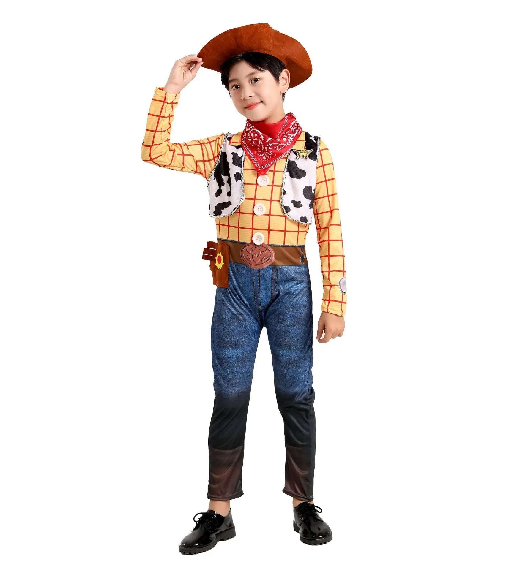 Cowboy Sheriff Costume for Boys - Woody Inspired Fancy Dress for Halloween and Carnival Events