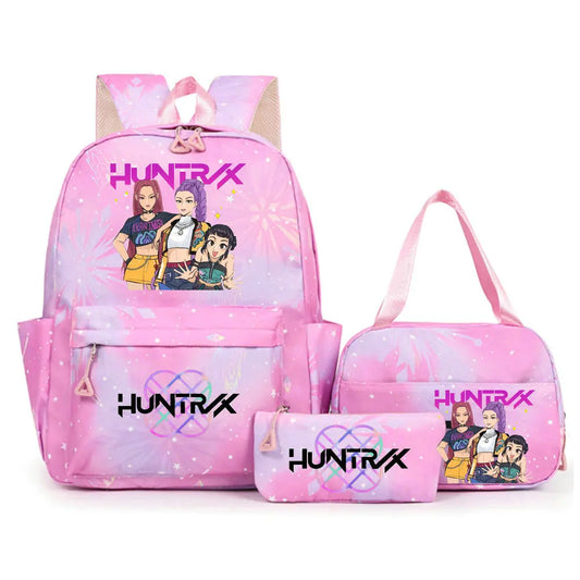 K-Pop Demon Hunters Backpack Set With Lunch And Pencil Bag | 45L Capacity | Lightweight Breathable
