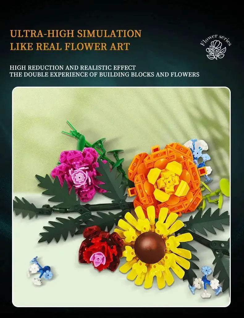 1009PCS Sunflower Building Blocks Flower Bouquet Vase Model - ToylandEU
