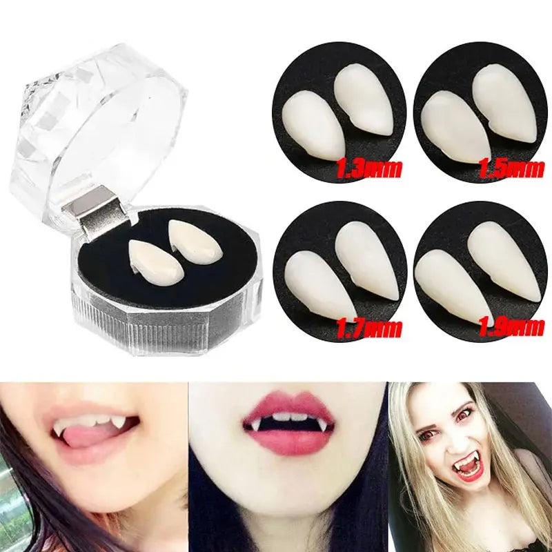 False Vampire Teeth | Premium Resin Material | Adult Cosplay Prop | Five White Pairs