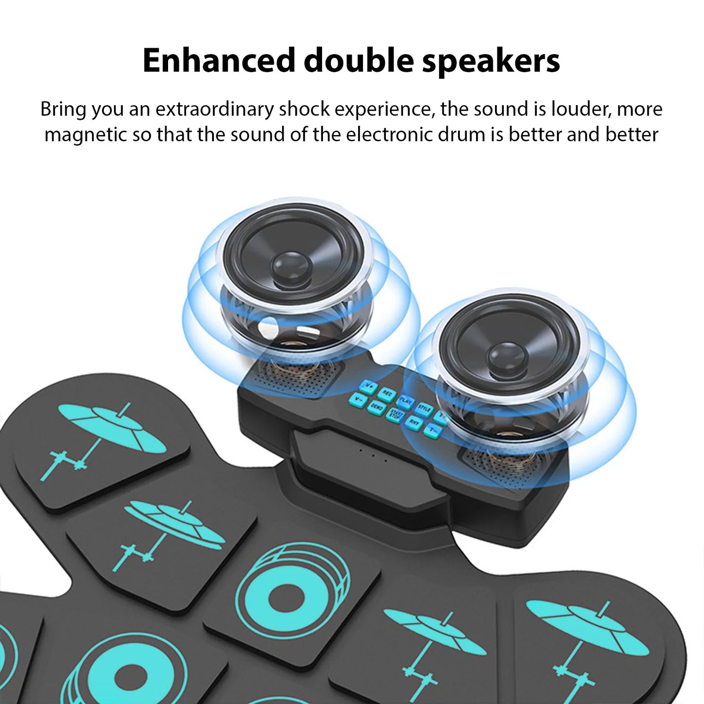 Portable Electronic Drum Set With 9 Pads And Rechargeable Power