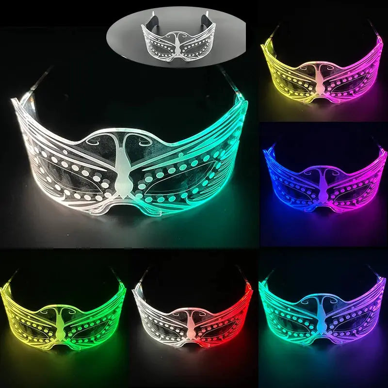 Led Luminous Glasses Bar Masquerade Concert Rave Goggles Rainbow Space Robot Futuristic Led DJ LIGHT Glasses Star Y2k Glasses - ToylandEU