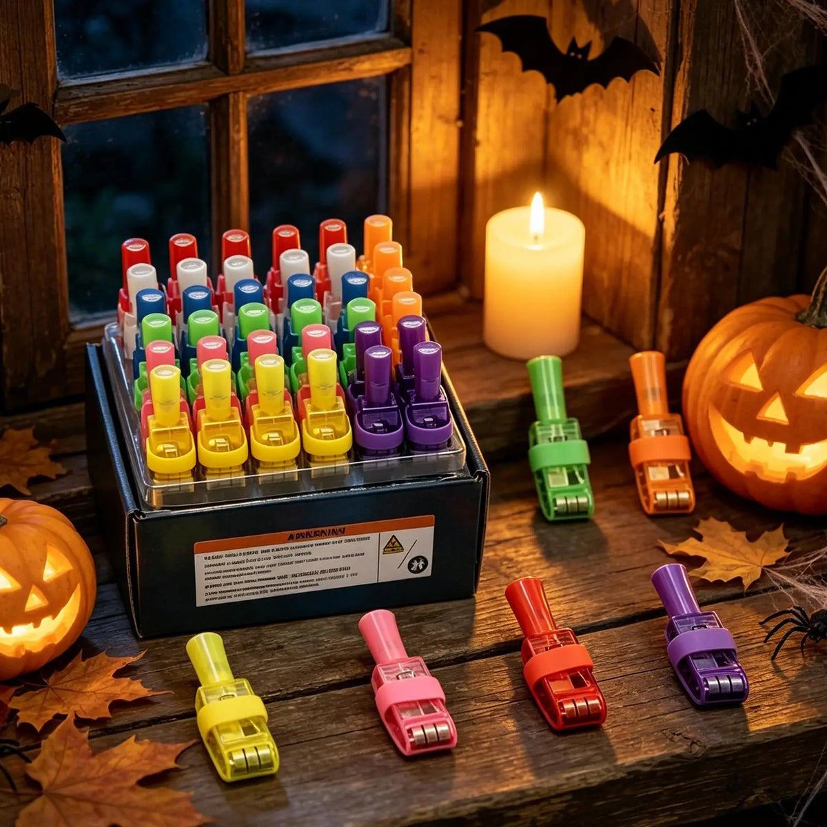 Halloween Finger Lights | 36 Pack LED Glow | Battery Operated For Kids Party