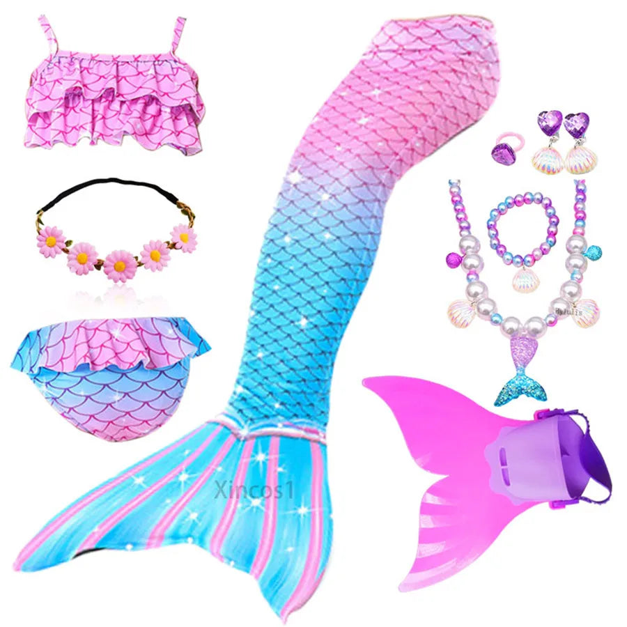 Girls Mermaid Tail Costume | Swimmable Mermaid Tail | Polyester Elastane | Sizes