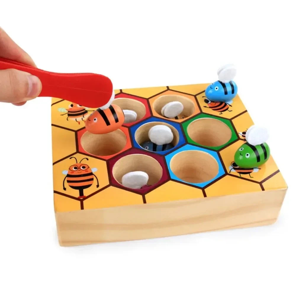 Wooden Beehive Shape Sorting Educational Toy for Color Recognition and Cognitive Development - ToylandEU