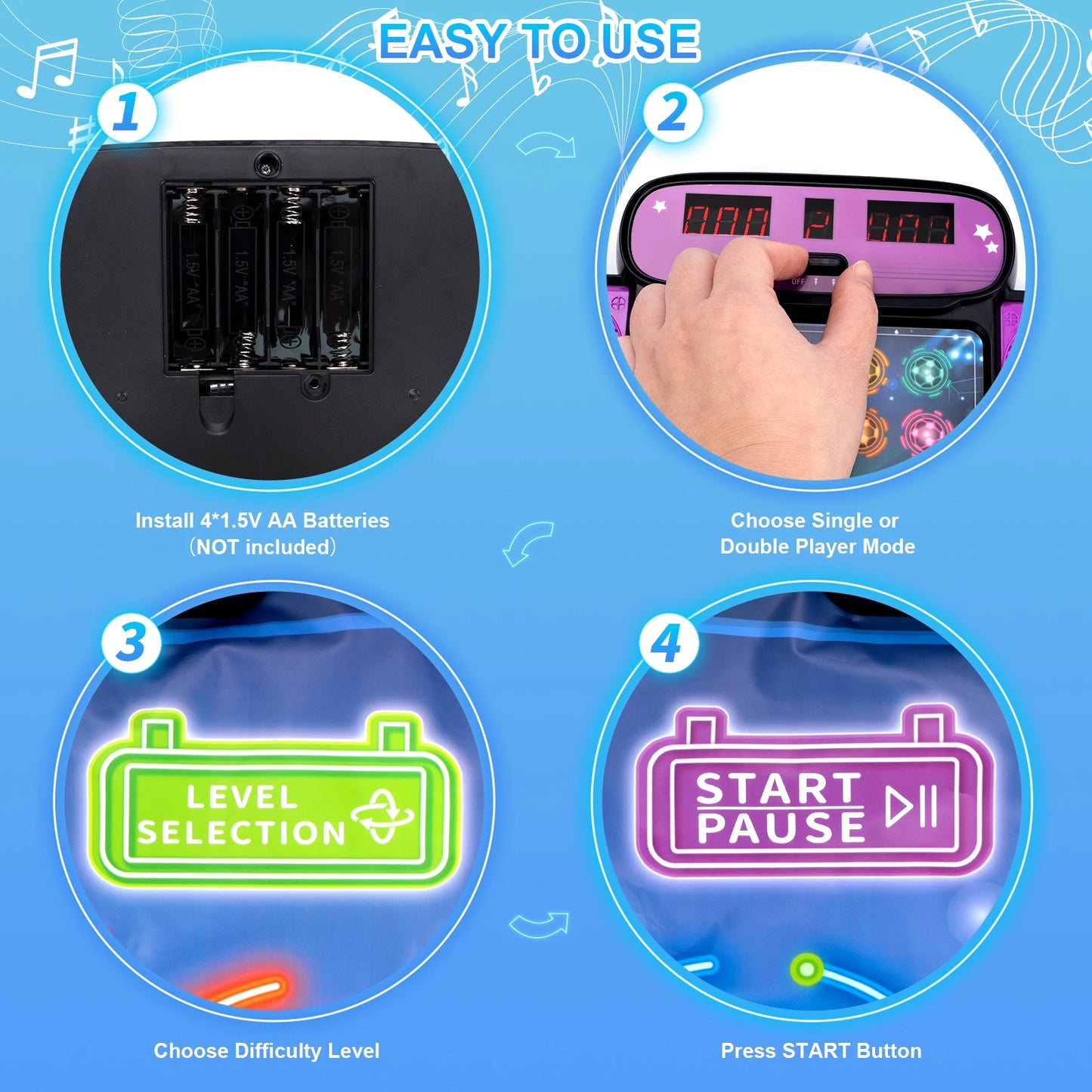 Kids Electronic Dance Mat Bluetooth Light Interactive Educational Toy