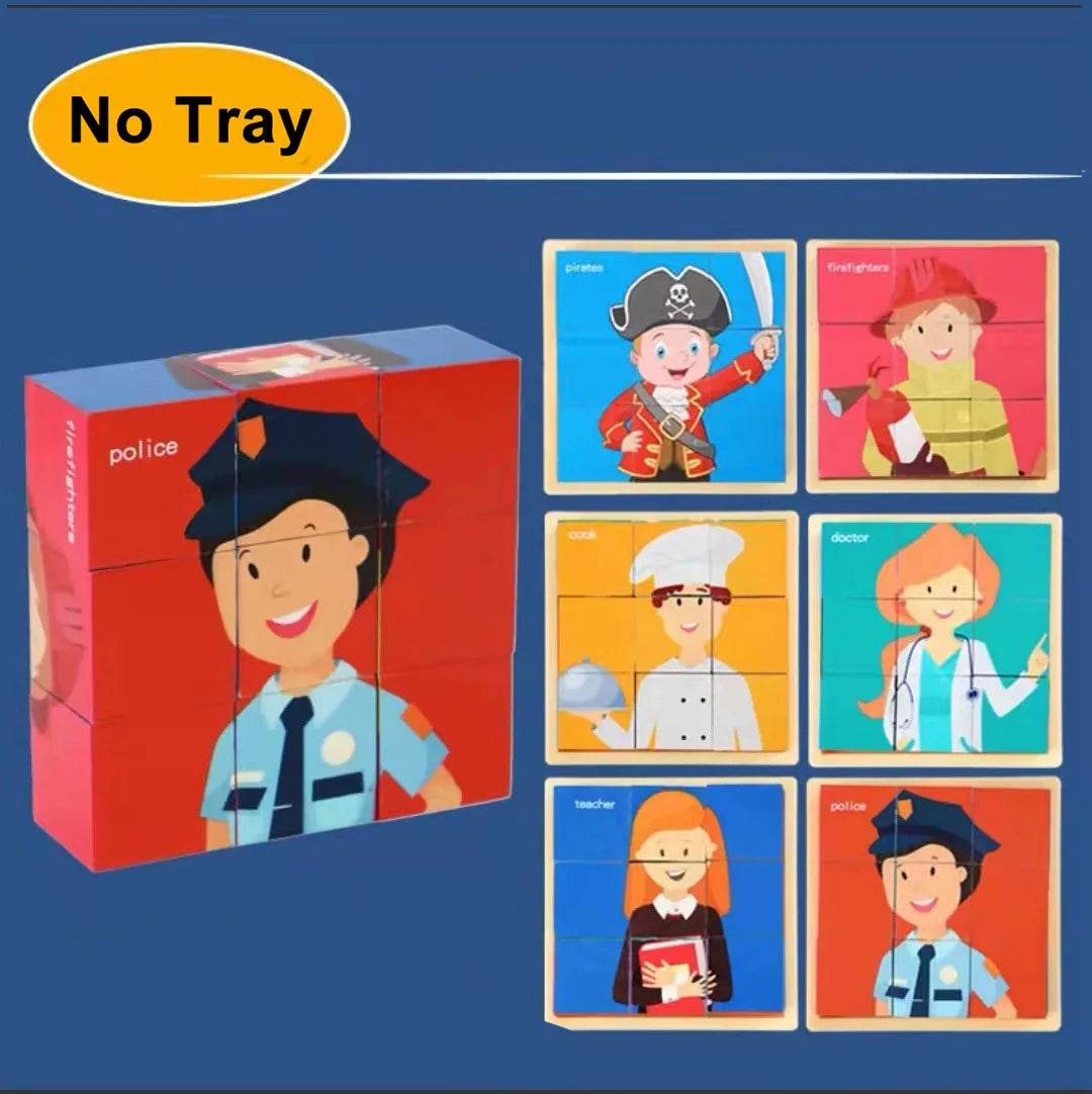 3D Cube Wooden Puzzle Children's Nine Pieces Six-Sided Block Montessori Educational Toy - ToylandEU