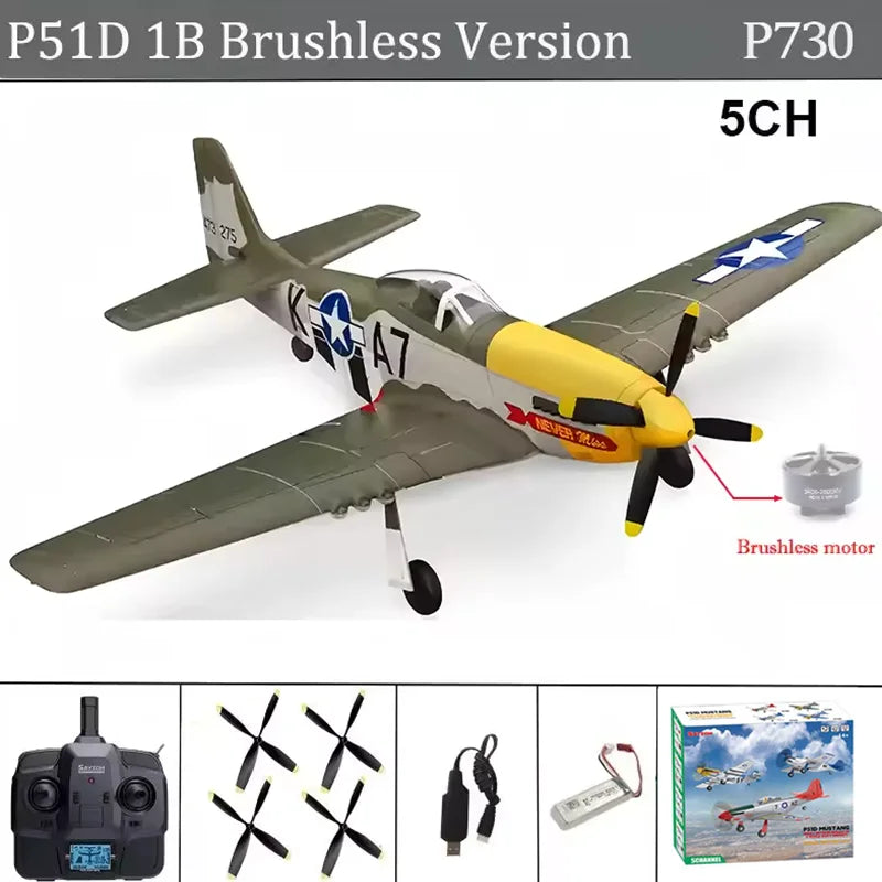 P51D Mustang Rc Plane | 5 Channel Brushless | Fixed Wing | Ready To Fly