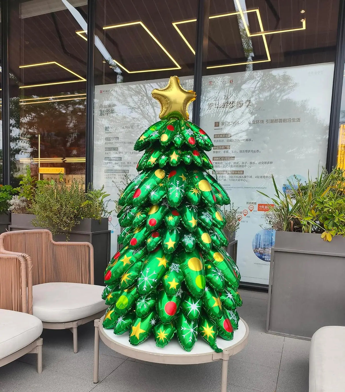 Christmas Tree Mylar Balloon | Self Standing | 51 Inch Green With Santa Topper