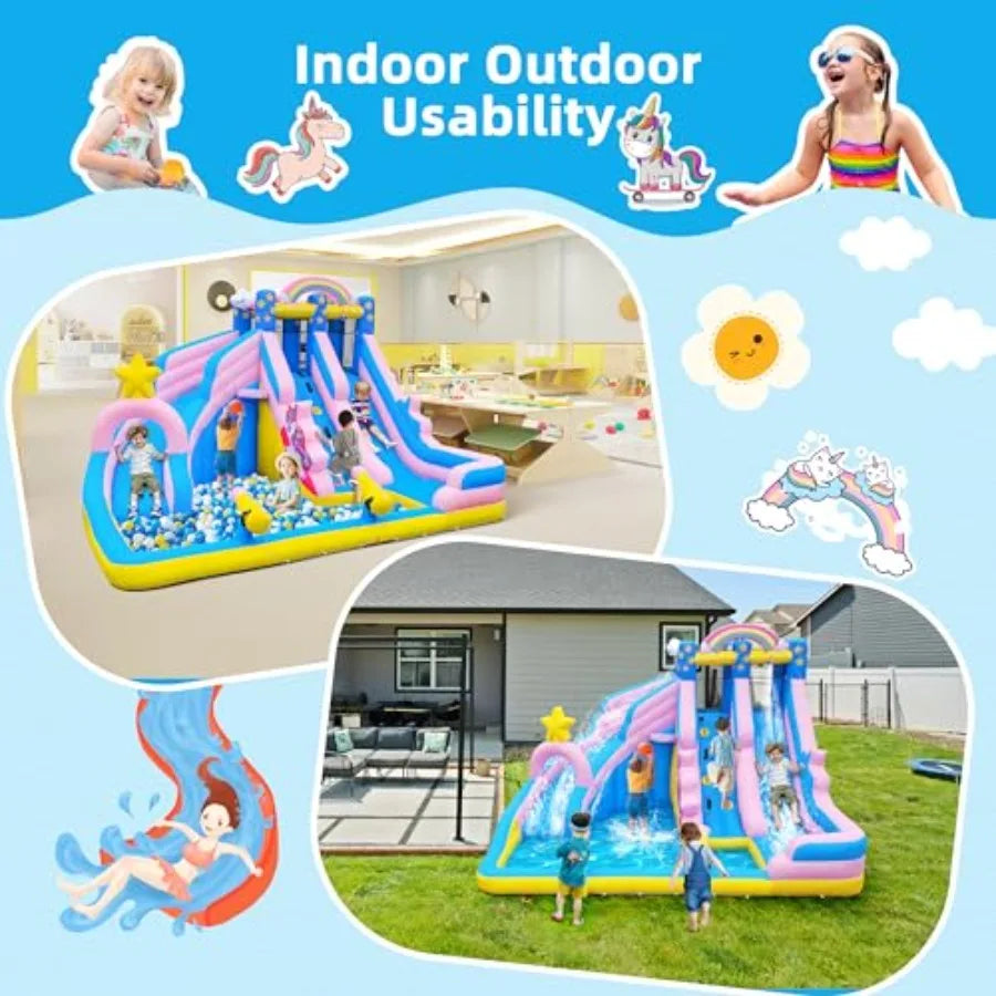 Inflatable Water Slide 6 In 1 Bounce House Backyard Fun