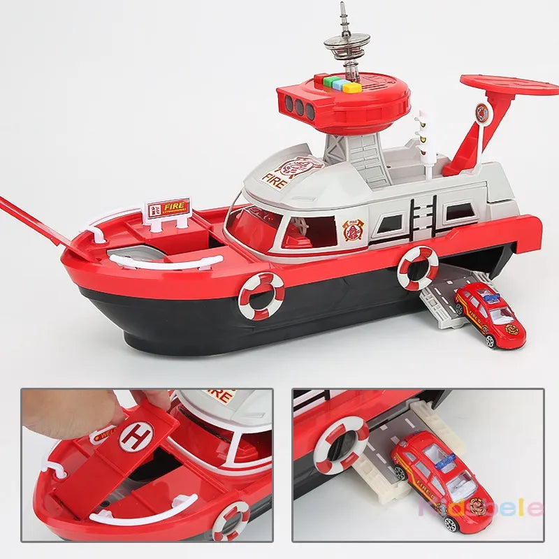 Big Size Music Boat Simulation Track Inertia Toy with 3 Cars and 1