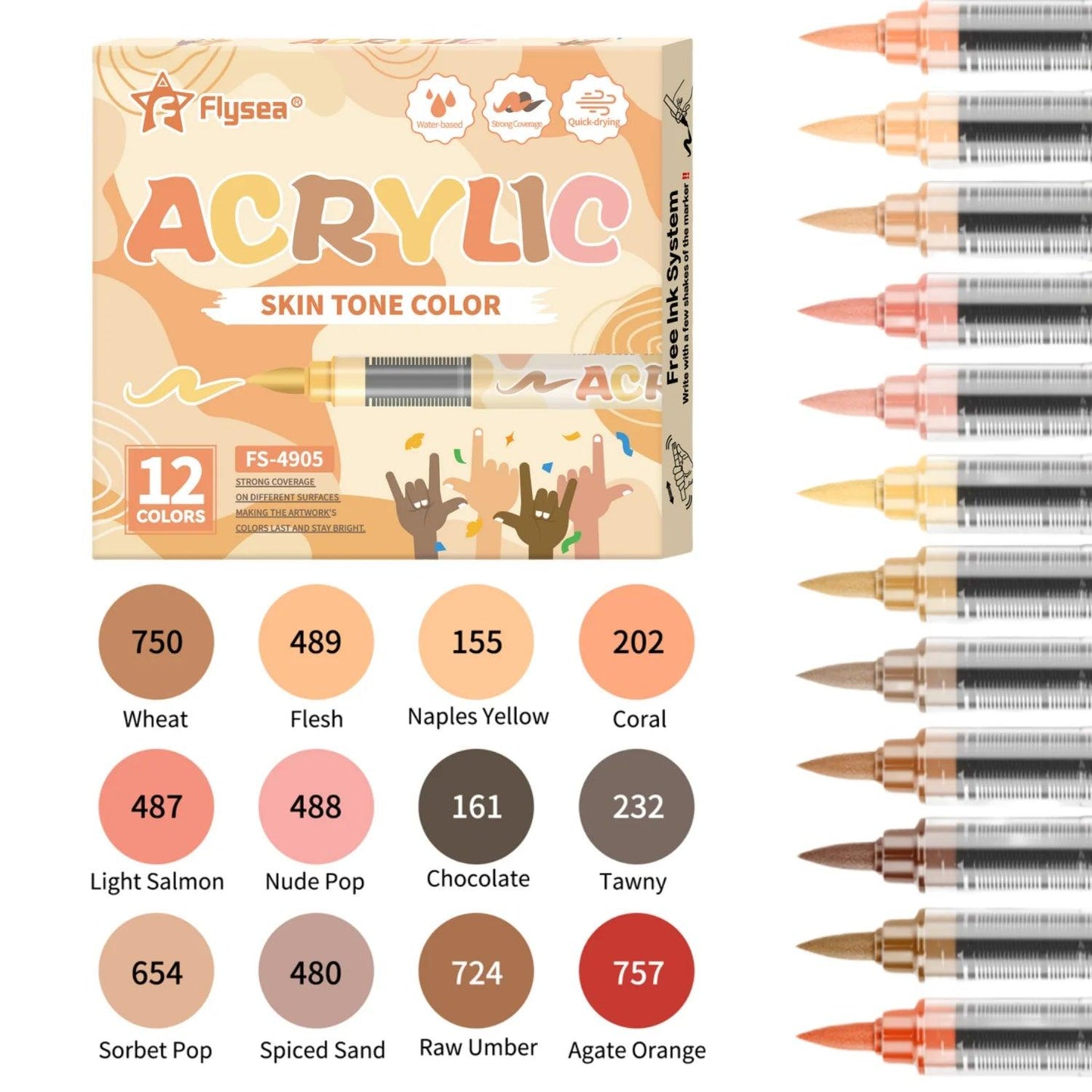 Skin Tone Art Markers | Waterproof Acrylic | Toylandeu™