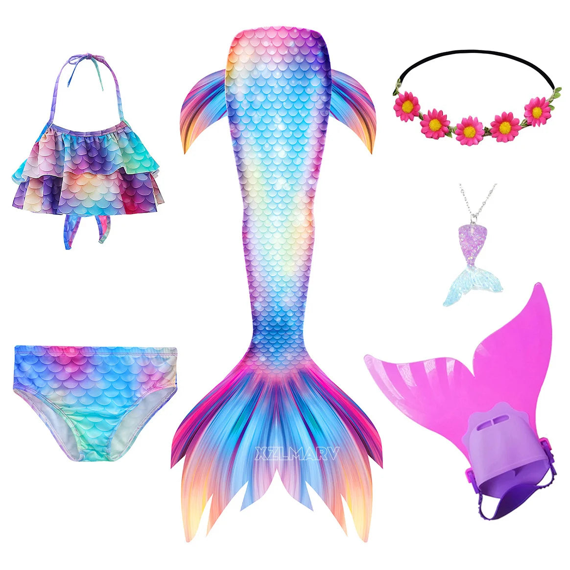 Mermaid Costume For Girls With Tail And Monofin Cosplay Ready