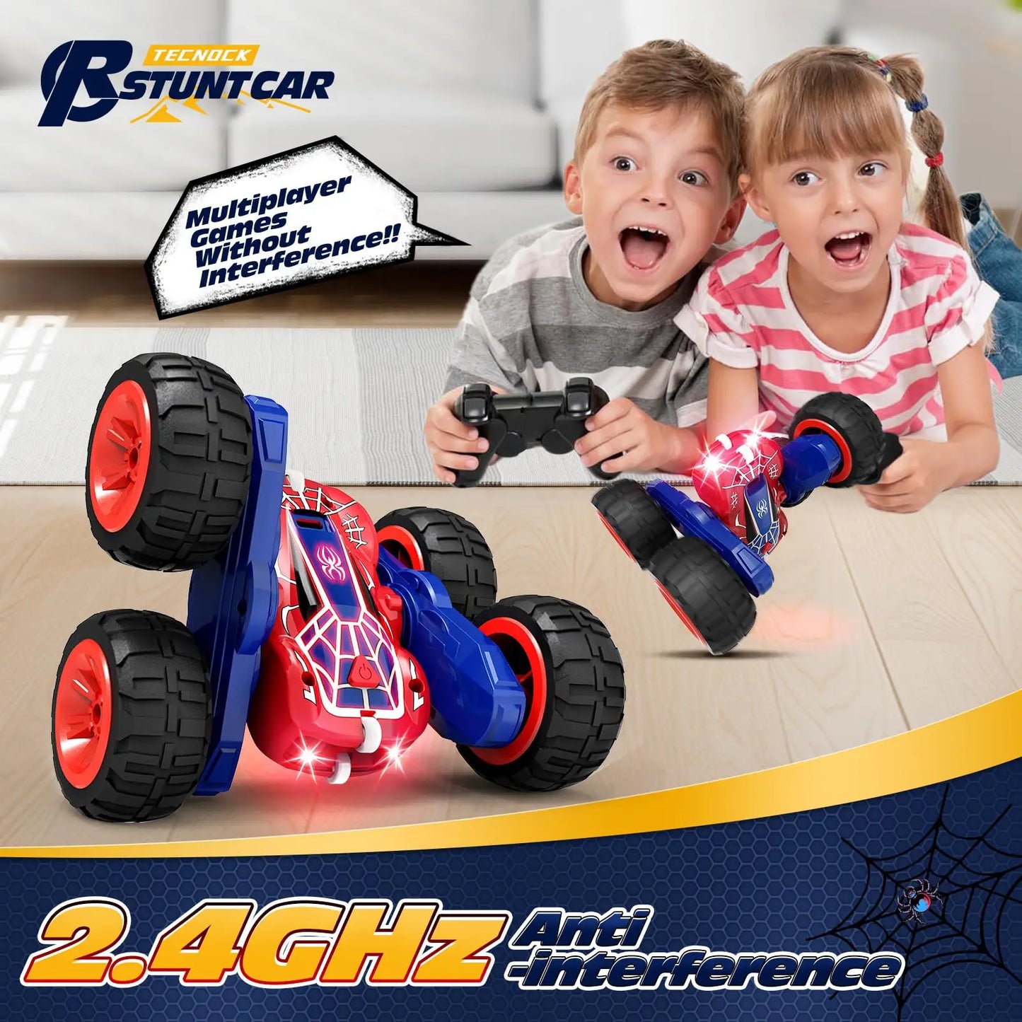 Ultimate Stunt Spider RC Car for Kids – 4WD, 360° Flips & Type-C Charge