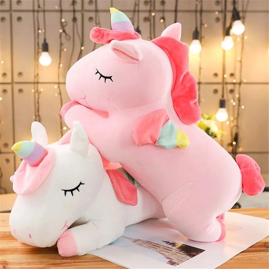 Kawaii Unicorn Plush Toy - Soft Stuffed White Pink Horse Doll for Kids - Birthday Gift