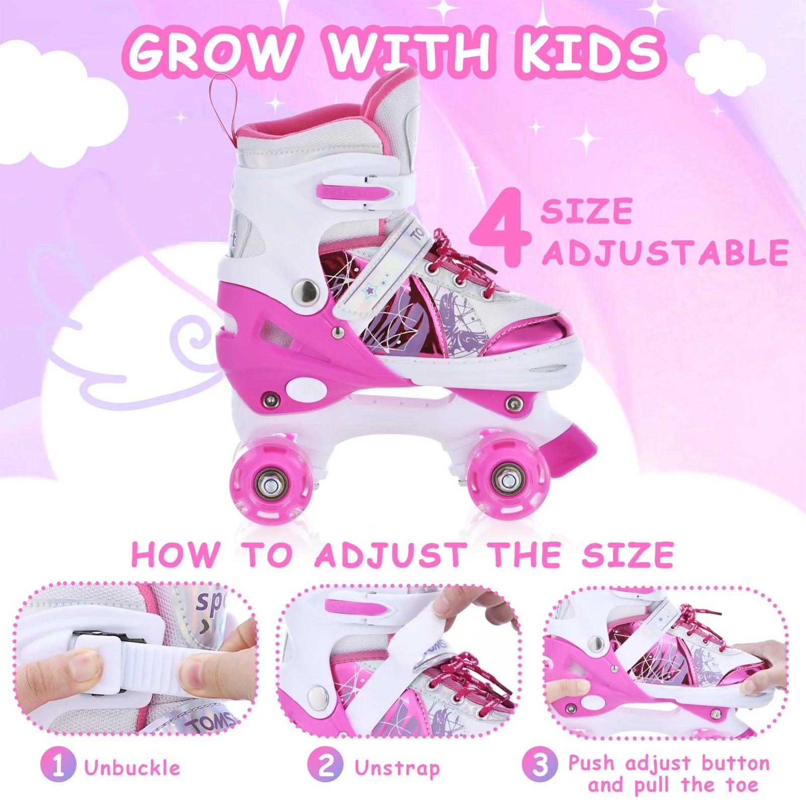 Roller Skates | 4 Size Adjustable | Toylandeu™