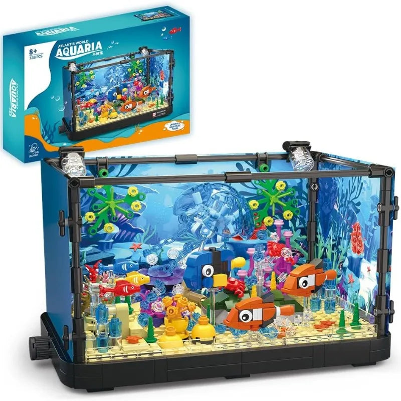 Ocean Aquarium Building Block Set | Turtle Included | DIY Kids Bricks