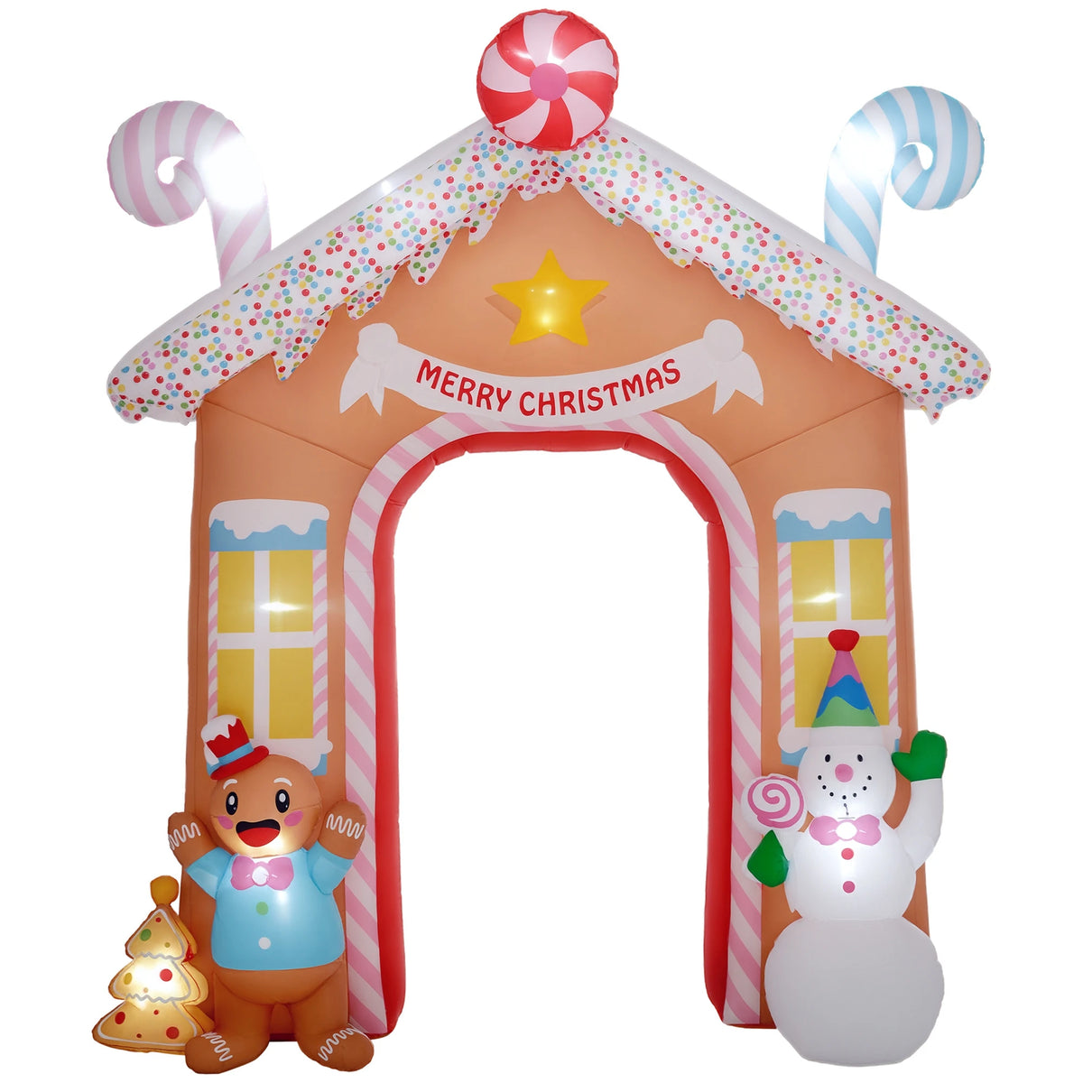 Christmas Inflatable Archway | 10 Ft With LED Lights | Gingerbread Design