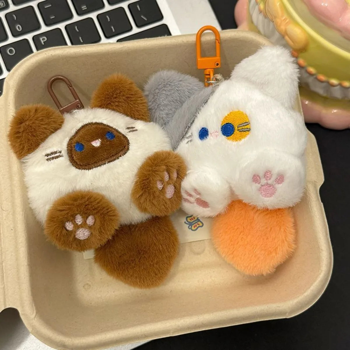 Adorable Cat Keychain Plush With Lobster Clasp For Bags