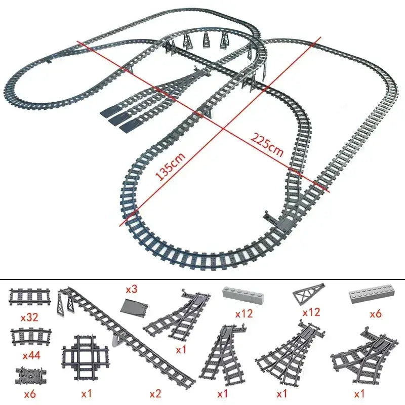 Lego Compatible Flexible Train Tracks Building Set For Kids - ToylandEU